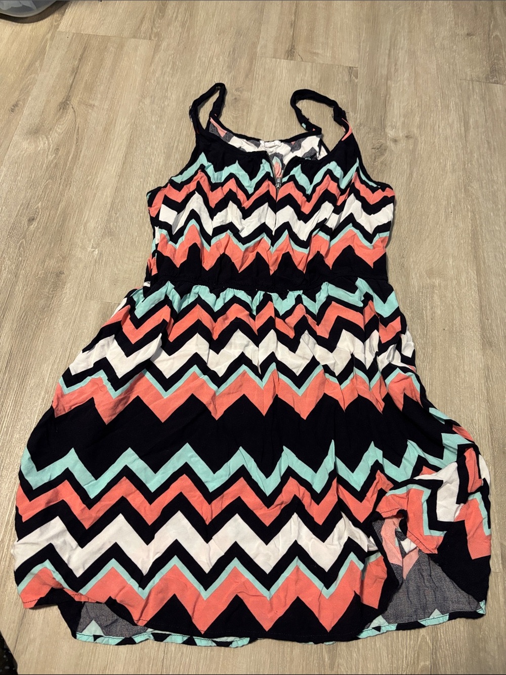 Ardene Chevron Sundress in Black, Coral & Mint
